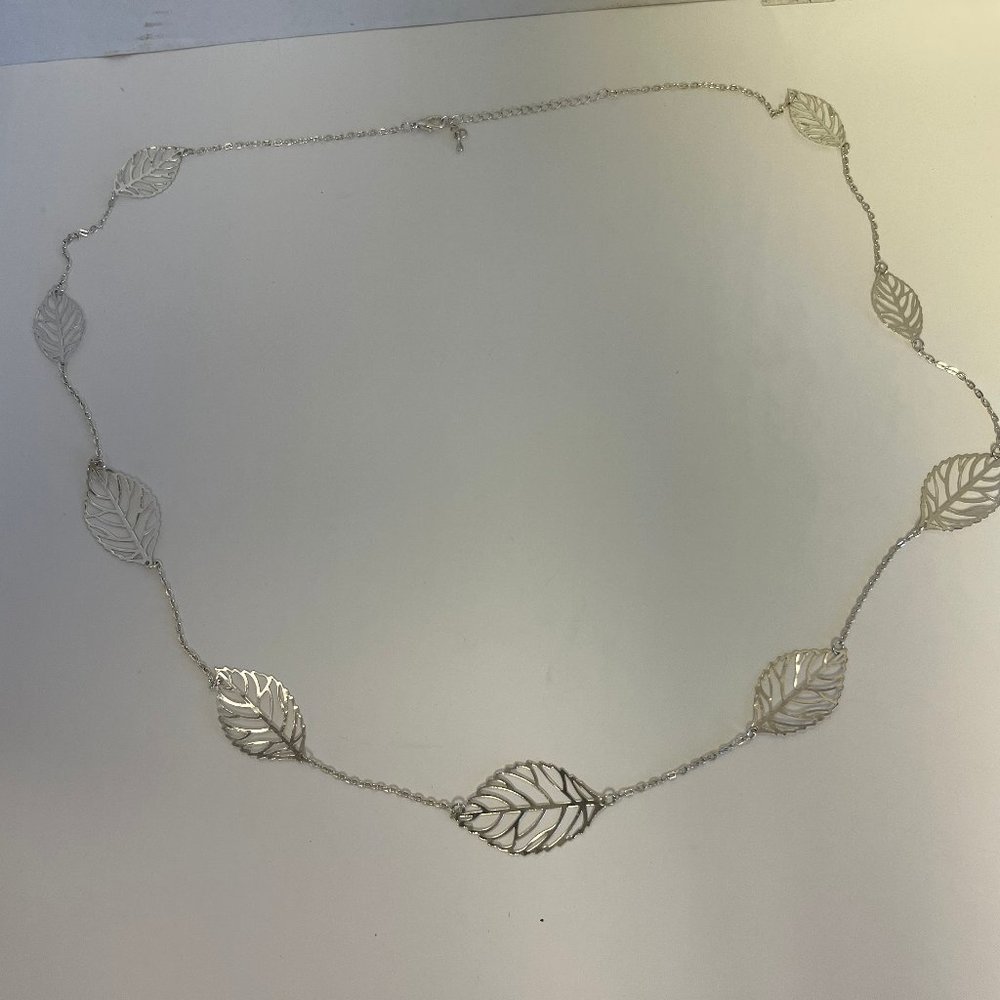 Leaf Necklace, Silver in color, 20 ", New York & Company, Good Condition